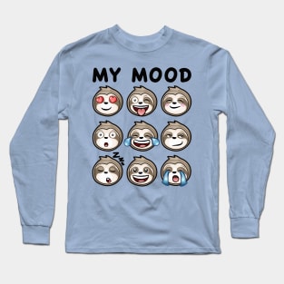 My mood Funny sloth icons faces Long Sleeve T-Shirt
